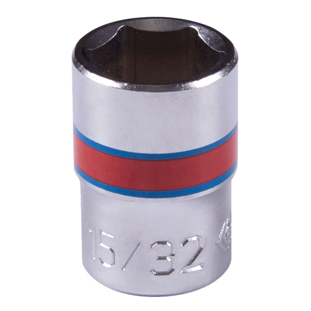 KING TONY (233515S) Головка торцевая стандартная шестигранная 1/4&quot;, дюймовая 15/32&quot;