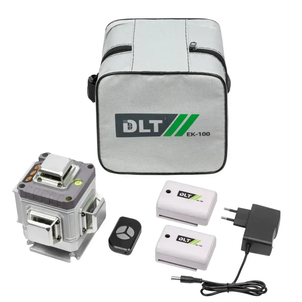 Профессиональный лазерный уровень строительный DLT EK-100 360 4D Нивелир, 16 лучей с пультом управления, зеленый луч, арт.4431 (оригинал)