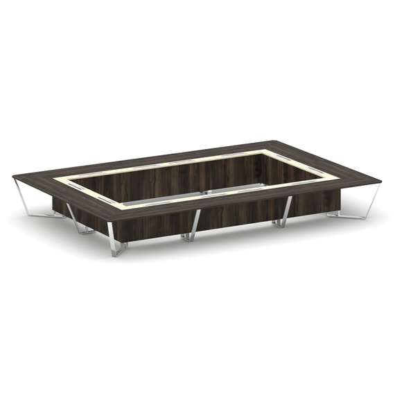 Steel Meet Стол переговорный прямоугольный MMK-PR.B.SP-26K2 Дуб Мали/Ваниль Глянец/Нержавеющая Сталь