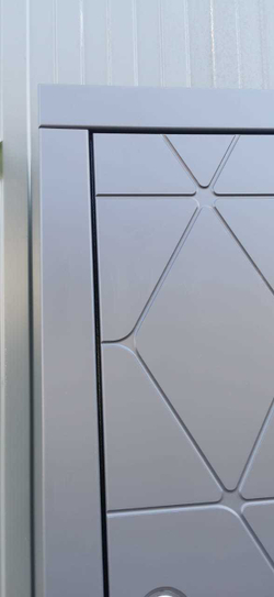 Входная металлическая дверь с зеркалом Рекс Космо 2К Графит / Большое зеркалом СБ-16 Ясень белый 12мм