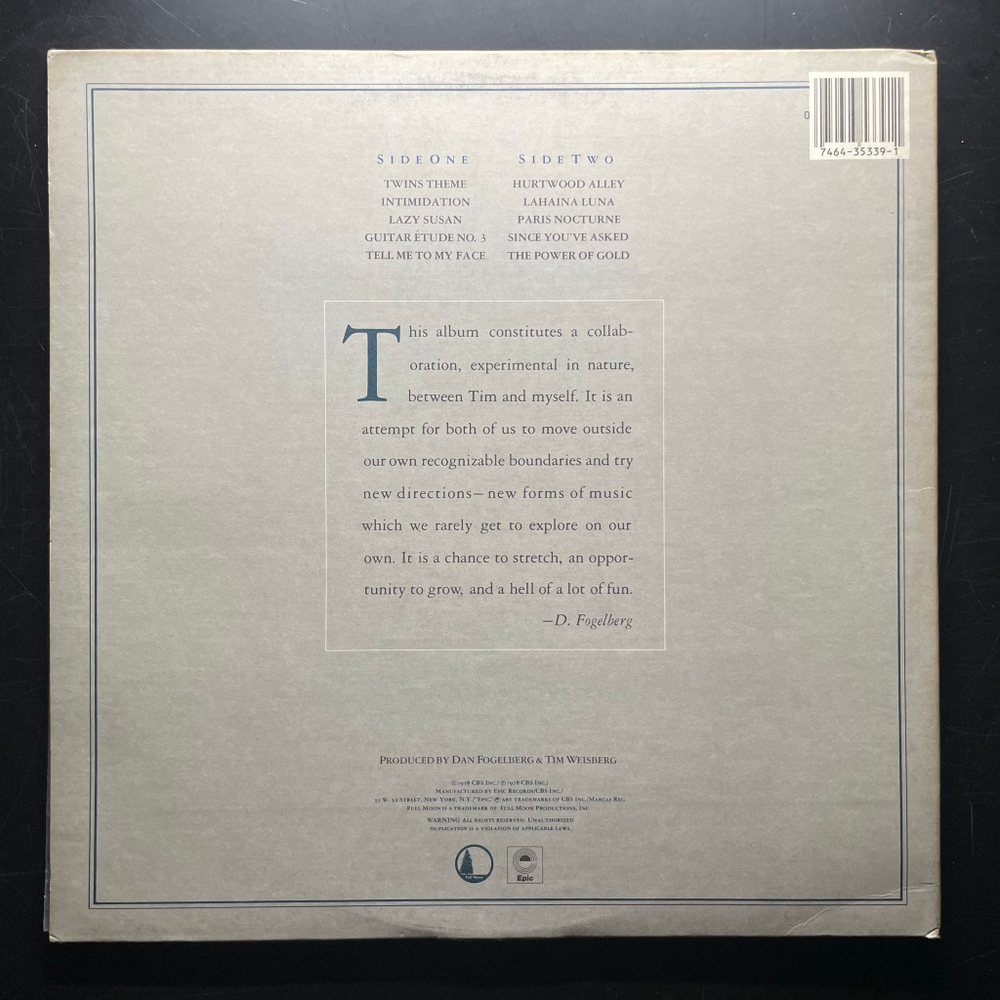 Dan Fogelberg & Tim Weisberg ‎– Twin Sons Of Different Mothers (США 1978г.)