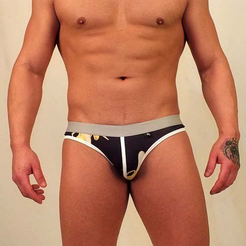 Трусы мужские брифы черные с серой резинкой Van Baam VB-38181