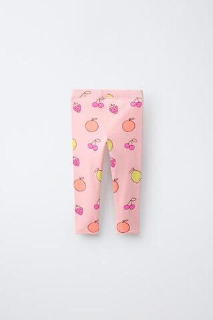 ZARA ЛЕГИНСЫ В РУБЧИК С ПРИНТОМ, МАНДАРИНОВЫЙ