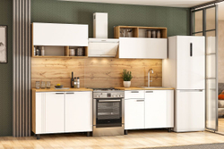 Кухонный гарнитур Монако 2.0 м Серия 2 МДФ с фрезеровкой (Дуб Золотой/Белый матовый)