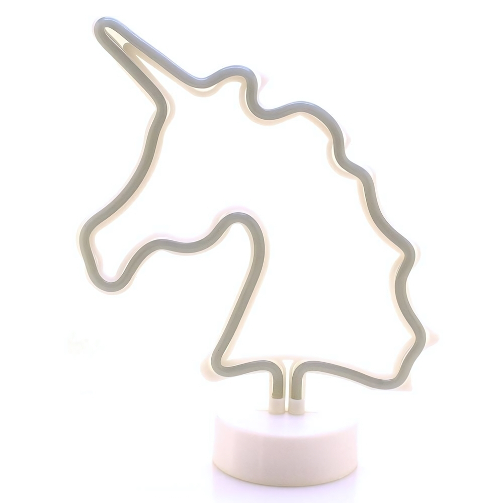 Ночник неоновый Единорог бат. 32см коробка