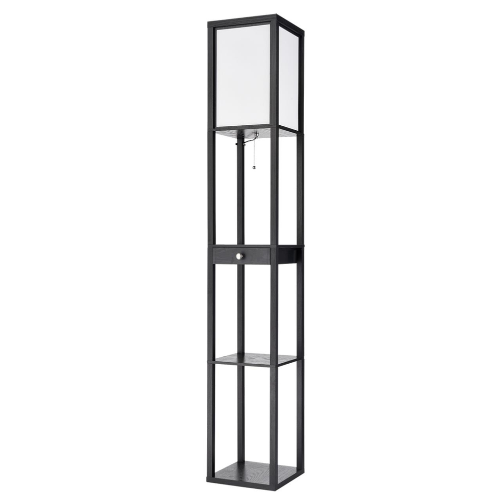 8092/1F COMFI LN26 460 черный/белый, дерево/текстиль Торшер Е27 1*60W 220V PRACTIC