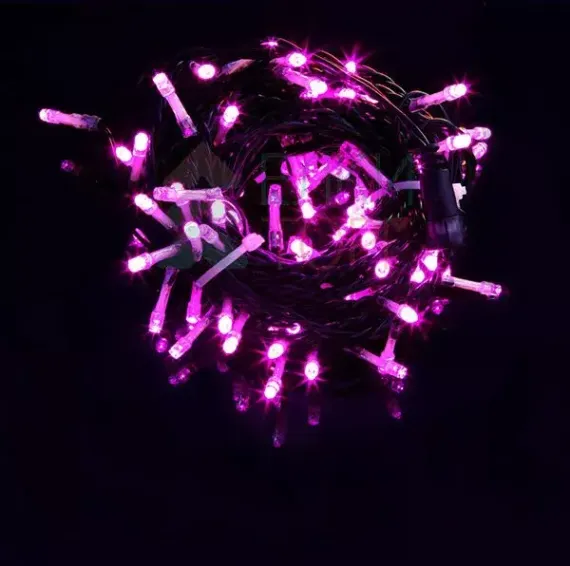 Комплект гирлянды на деревья 100 м., 5 лучей по 20 м, 24V, 1000 розовых LED ламп, черный ПВХ, LTC (KDD1000-11-1P)
