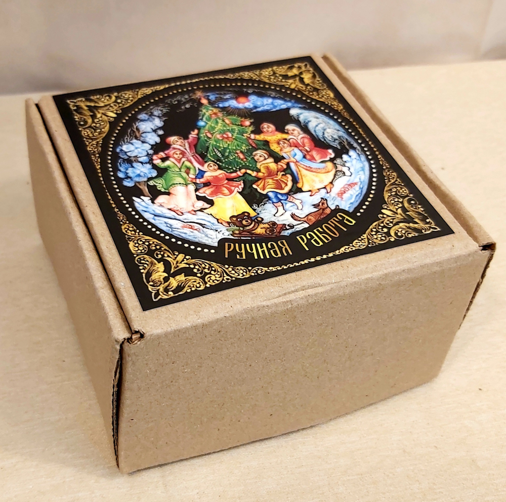 Ёлочная игрушка/сувенир "Конфета с росписью Палех-10"