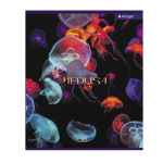 Тетрадь 36 л., А5, клетка, Alingar "Медузы", скрепка, второй блок, мелованный картон (стандарт), 4 дизайна в пленке т/у