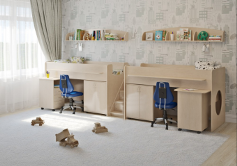 Детская стенка КарИВи Л-№18  Дуб Молочный  Дуб Молочный