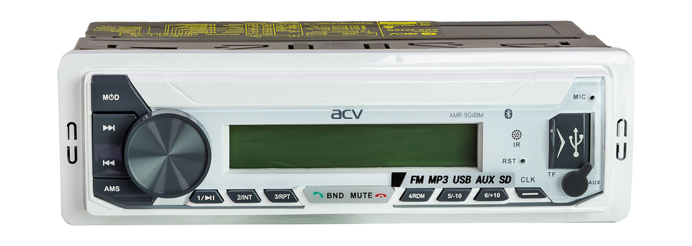 Морская магнитола 1DIN ACV, белый, USB/SD/FM/AM/2RCA/QuickCharge/4*50Вт