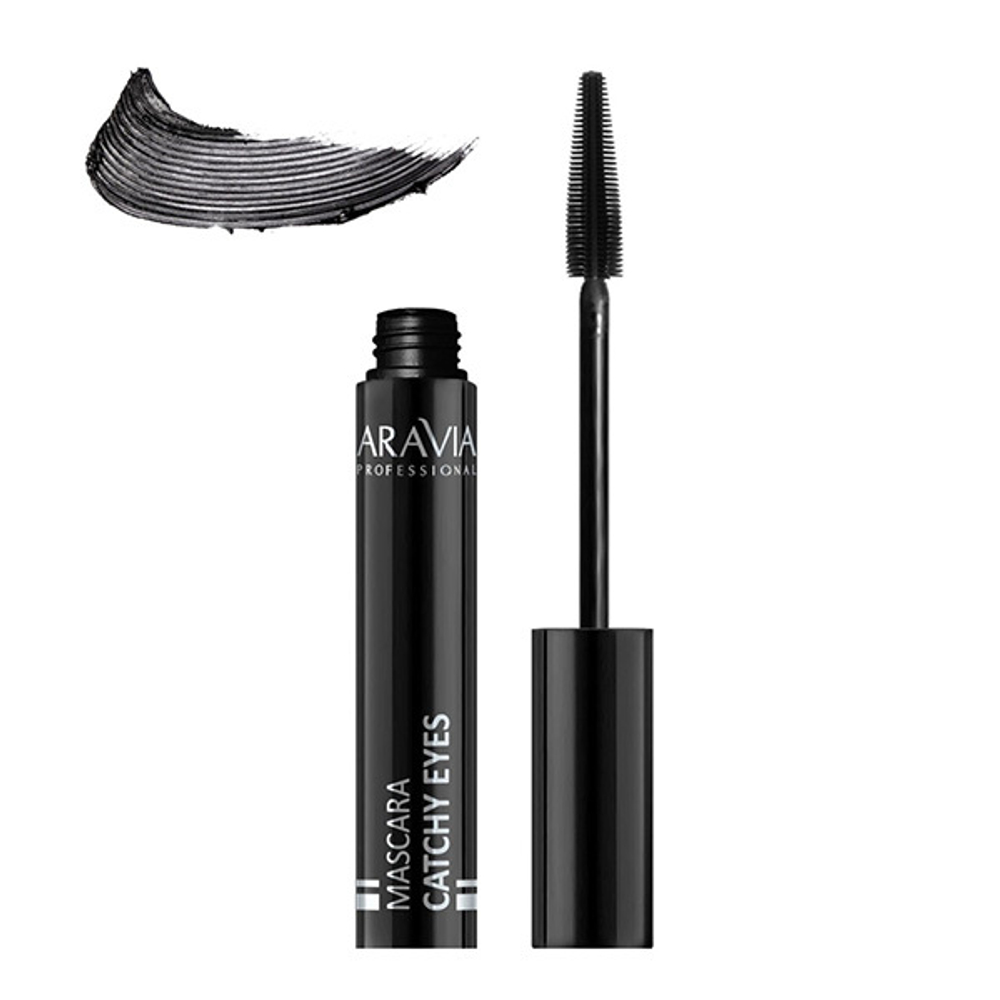 Черная тушь для удлинения и подкручивания ресниц #02 Aravia Professional Mascara Curly Catchy Eyes 10мл