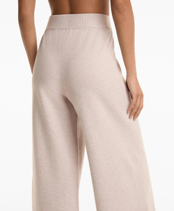 OYSHO Широкие прямые брюки из пике-трикотажа, светло-бежевый