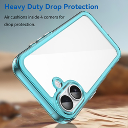 Чехол с усиленными рамками бирюзового цвета для iPhone 17, увеличенные защитные свойства