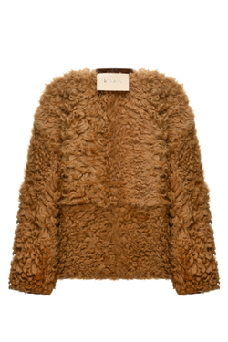 Коричневая двусторонняя шуба-дубленка k é k é