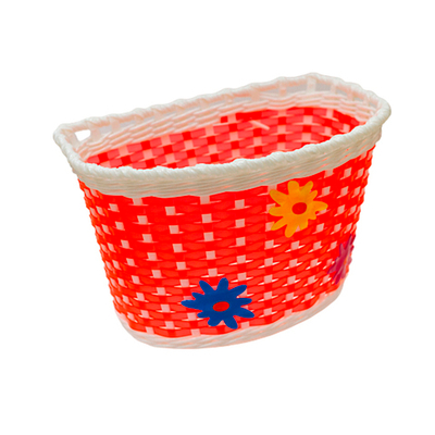 Корзина на 16" розовый неон, с 5 цветочками, пластик. 240x165x155мм.HL-BS02-03