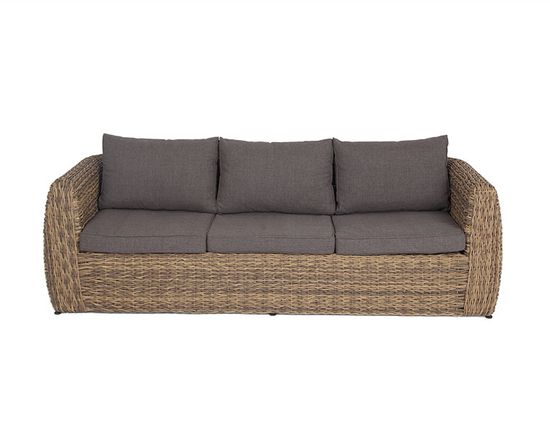 "Кальяри" диван из искусственного ротанга (гиацинт) трехместный, цвет соломенный