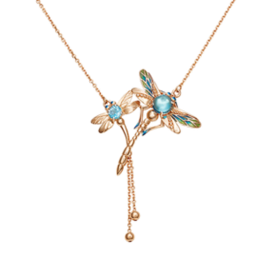 Колье «Стрекозы» из красного золота c топазами и эмалью Артикул: 07-0239-00-201-1110-57