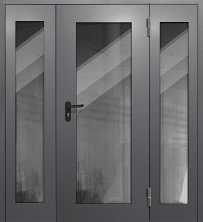 Входная дверь с нитроэмалью и большими стеклами - 959