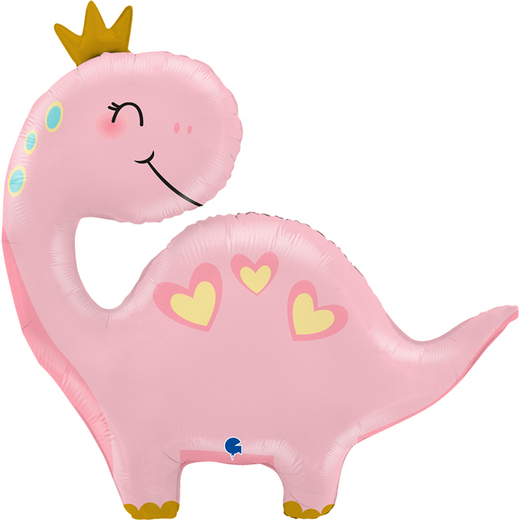 Шар-фигура, фольга, Динозаврик. Принцесса, розовый (GRABO), 28/71 см,