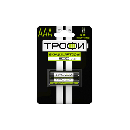 Аккумуляторы NiMH (никель-металлгидридные) Трофи HR03-2BL 950 mAh GREEN POWER