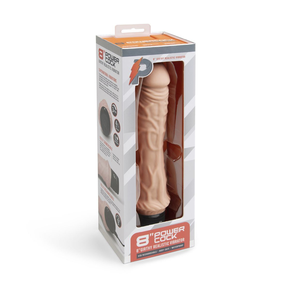 Телесный вибратор-реалистик 8 Girthy Realistic Vibrator - 24,5 см. (Цвет: телесный)