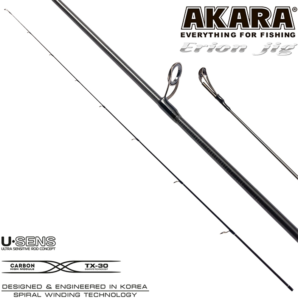 Хлыст угольный для спиннинга Akara Erion Jig Spin IM9 (2-8) 2,1 м