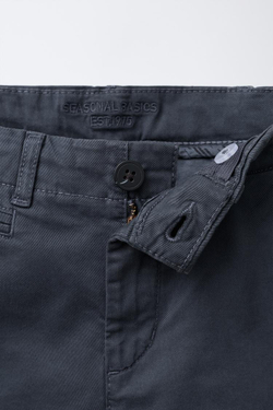 ZARA БАЗОВЫЕ ШОРТЫ ЧИНОС, СТАЛЬНОЙ СИНИЙ