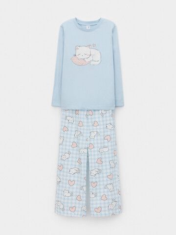 пижама  для девочки  К 1623/голубое стекло,кошки на пикнике