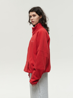 Drawstring Half-Zipped Sweatshirt Red High
