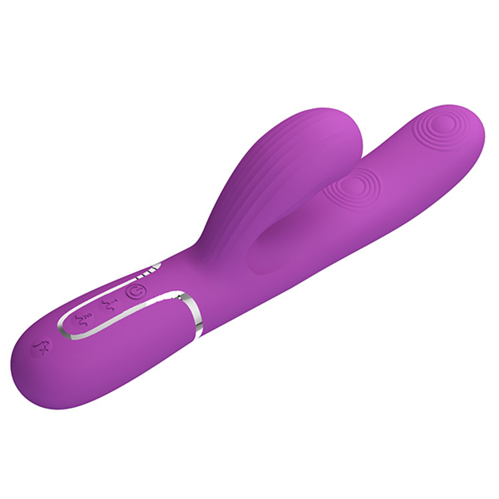 Фиолетовый вибратор-кролик 22,8см с пульсацией Pretty Love Perdita BW-500015-3
