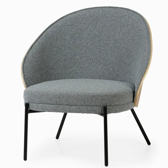 Лаунж-кресло Rosin, серая обивка, шпон ясеня