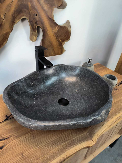 Раковина из речного камня RS-65840 60х48х15 из натурального камня