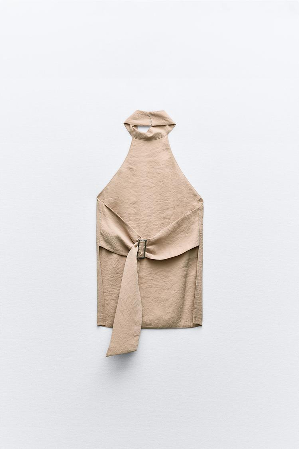 ZARA СТРУЯЩИЙСЯ ТОП С ГОРЛОВИНОЙ ХАЛТЕР И ОТКРЫТОЙ СПИНОЙ, КАМЕННО-СЕРЫЙ