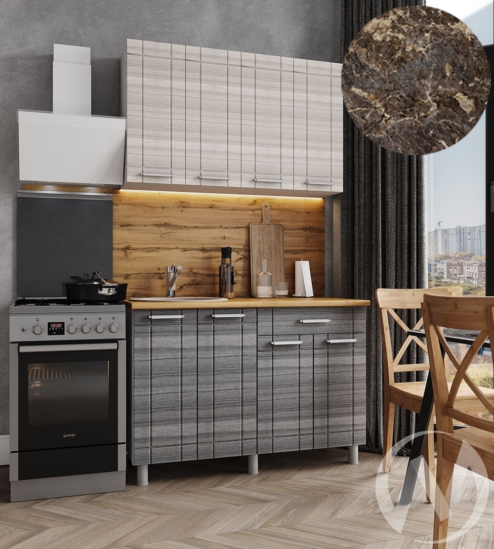 Кухня Салли 1.2м (корпус белый/сандал белый; сандал серый) 38мм королевский опал