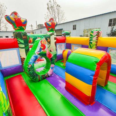 Детский надувной батут «Попугайчики 3» без горки, размер 4*4*2,6 м