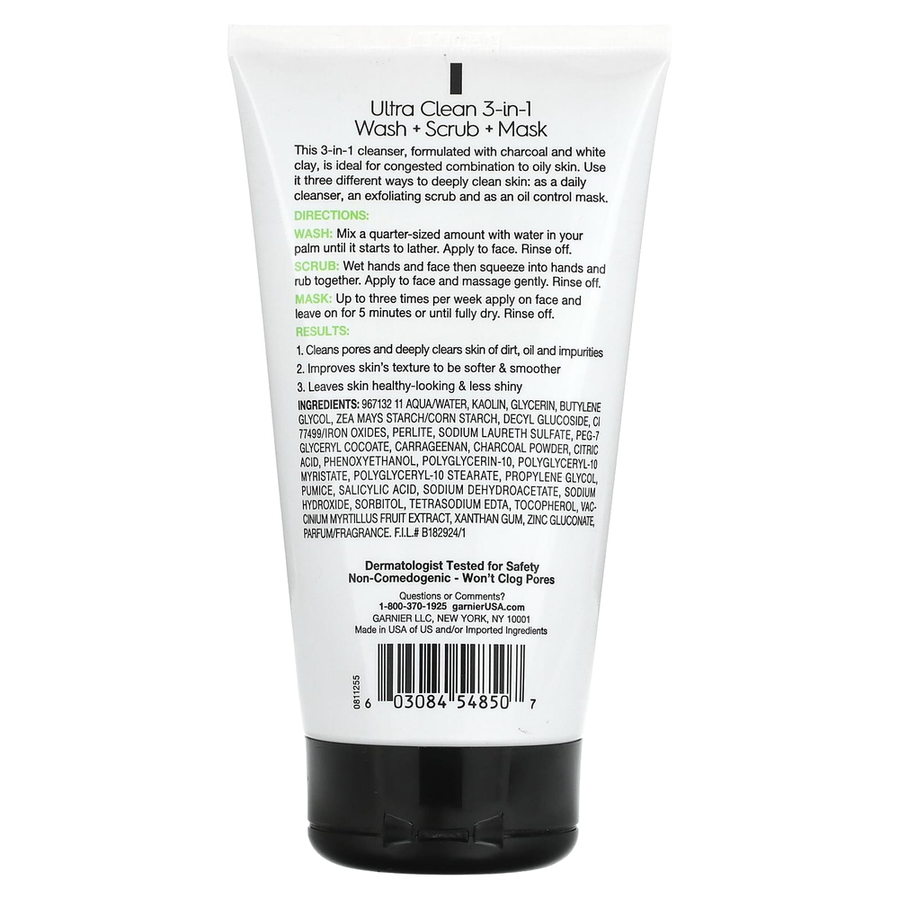 Garnier, SkinActive, сверхчистое средство 3 в 1 с древесным углем, 132 мл (4,4 жидк. унц.)