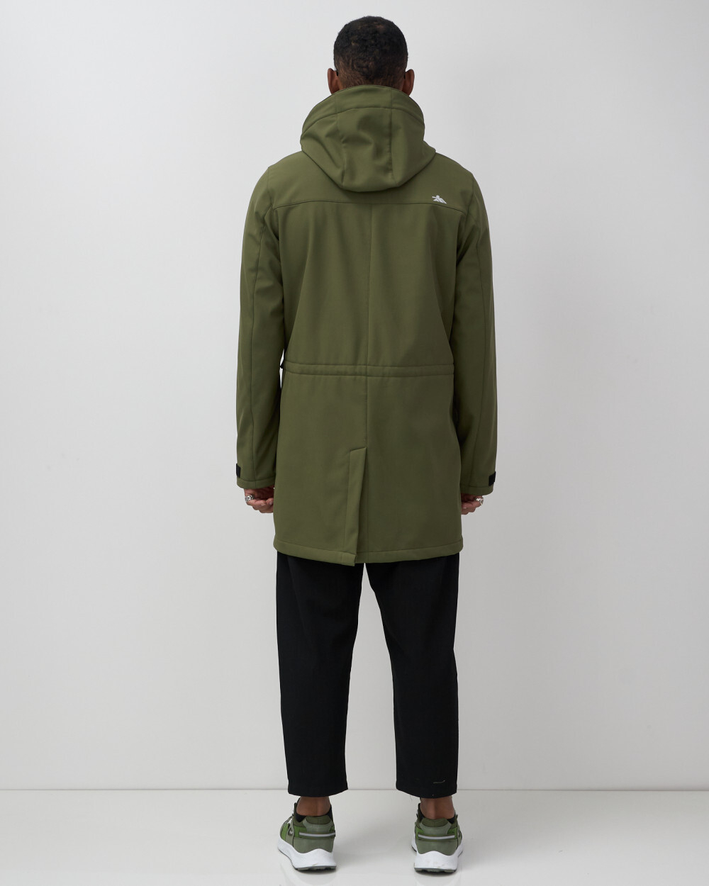 Парка спортивная мужская с капюшоном softshell цвета хаки 9565Kh