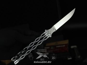 Складной нож бабочка REPTILIAN "Плазма-02" c клинком из стали D2, рукоять титан