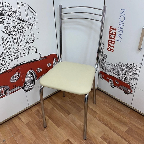 Стул УВЕРТЮРА NEW хром кожзам ваниль