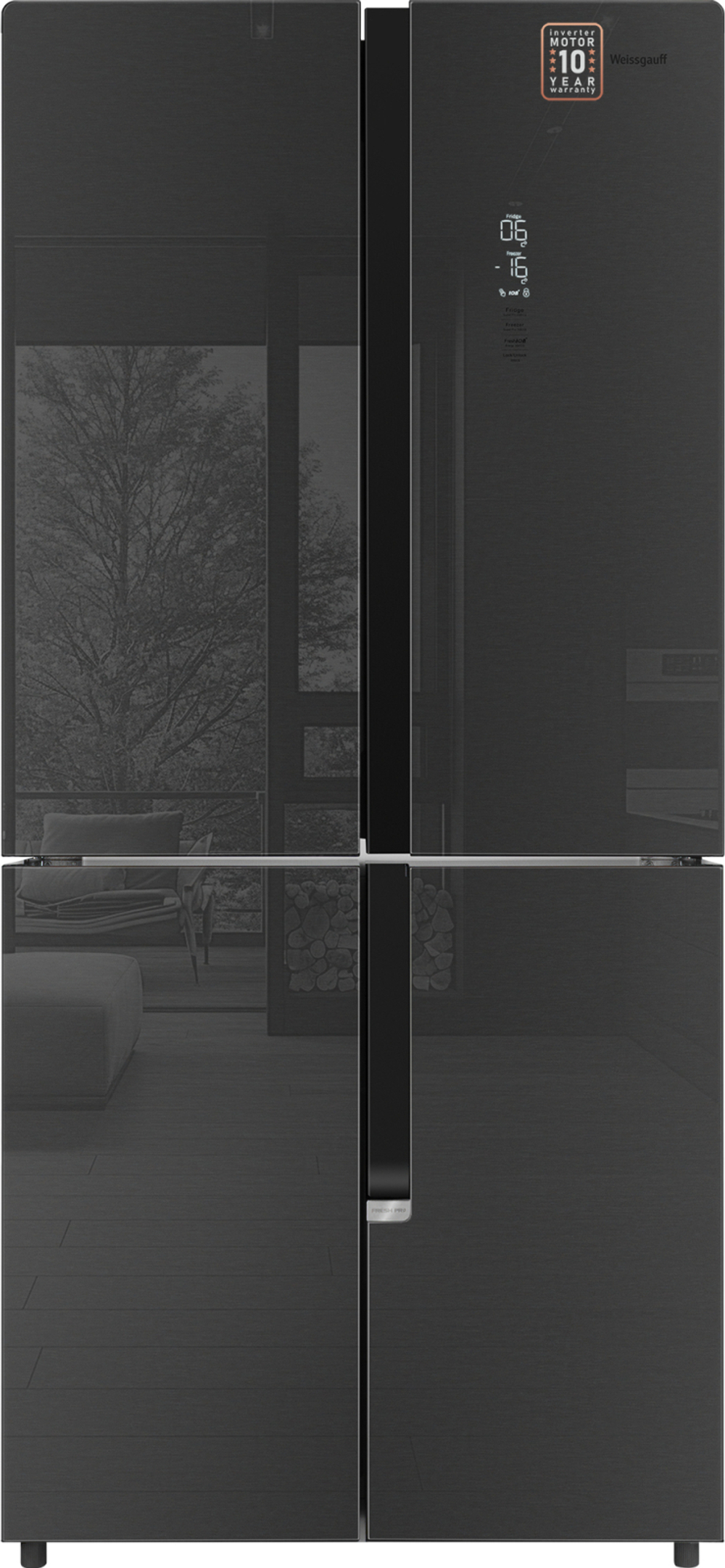 Холодильник (Side-by-Side) Weissgauff WCD 450 Inox Glass NoFrost Inverter (q)