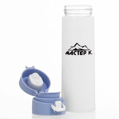 Стеклянная бутылка для воды «Мастер К» (380 мл.) (Цвет: белый)