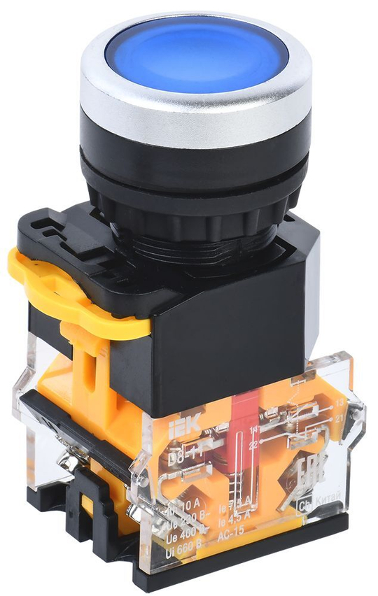 Кнопка управления D8-11 d=22мм 1з+1р синяя IEK