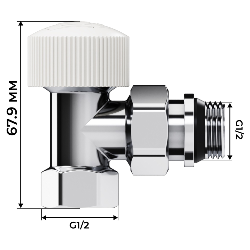 Набор термостатический угловой Royal Thermo Design 1/2quot;М30х1,5 (Хром)