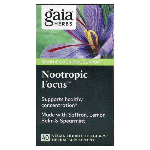 Gaia Herbs, Nootropic Focus, 40 веганских жидких фитокапсул