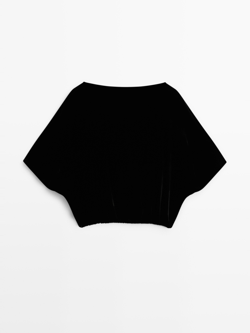 Massimo Dutti Бархатный топ с короткими рукавами, черный