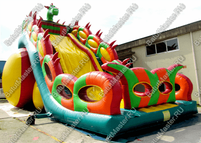 Батут-горка "Дракон 3" с шипами, два входа 11*6*8,5 м