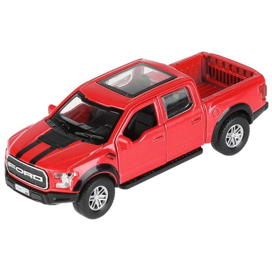 Машина металл FORD F150 RAPTOR 12 см, двери, багаж, инерц, красный, кор. Технопарк