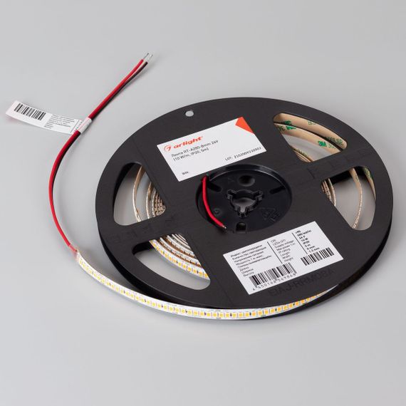 Светодиодная лента Arlight 10W/m 80Led/m 2835SMD холодный белый 5M RT-A280-8mm 24V White6000 045568