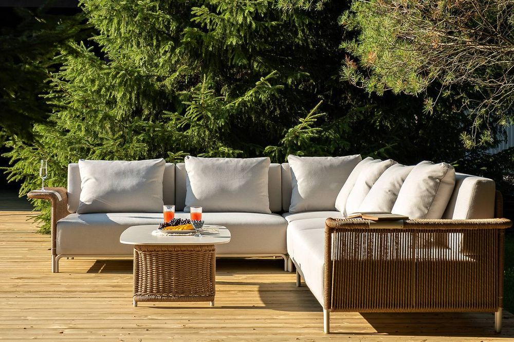 "Мальдивы" трансформирующаяся лаунж-зона из искусственного ротанга, цвет соломенный